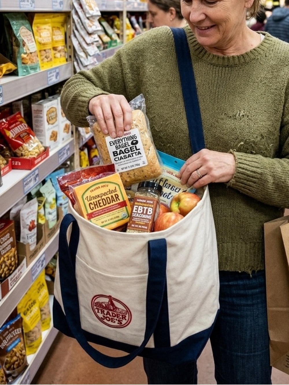 Trader Joe's Large Canvas Tote Bag NWT